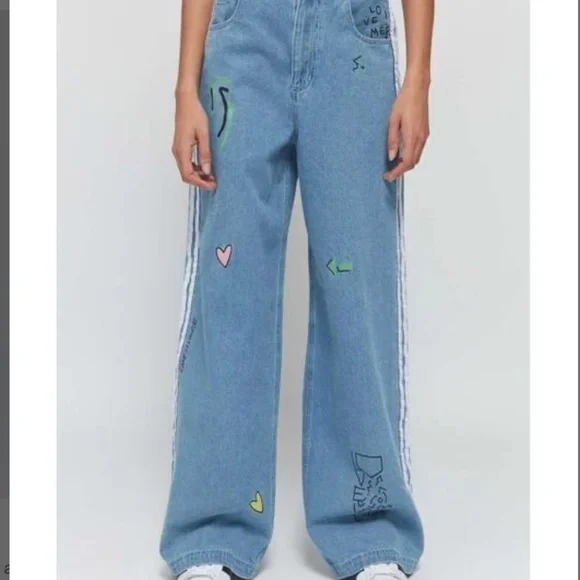 Adidas Blue Originals X Fiorucci Snap Button Jean Size XS - Picture 2 of 7